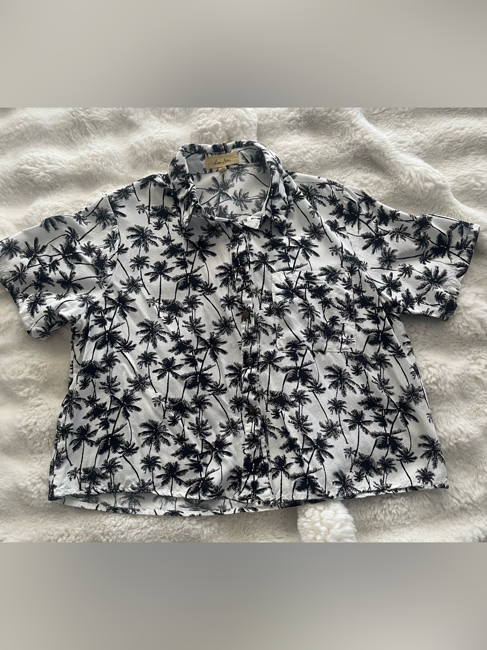Love Notes Black & White Palm-Print Button Down Top